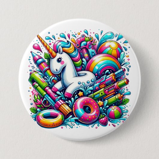 Magische Splash: Unicorn Pool Party Sommerspass Button (Vorderseite)