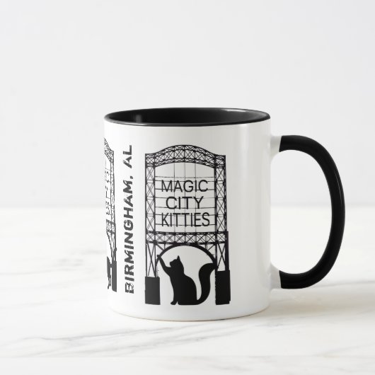 Magische Stadt-Kätzchen-Wecker-Tasse Tasse (Rechts)