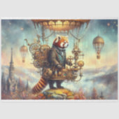 Magische Steampunk Red Panda Flight Decoupage Seidenpapier (Vorderseite)
