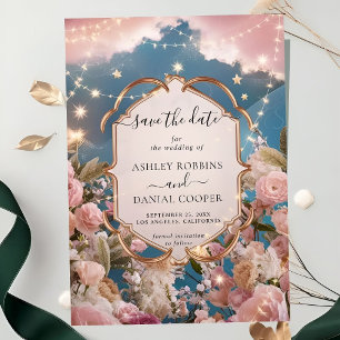 Magische Sterne und Glitzern Moderne Save the Date Einladung