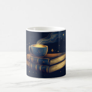 Magische Sterne und Kaffee mit Büchern Kaffeetasse