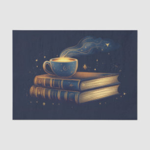 Magische Sterne und Kaffee mit Büchern Seidenpapier