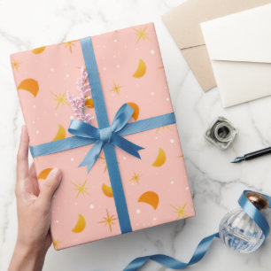 Magische Sterne und Monde Jolly Soft Pink Geschenkpapier