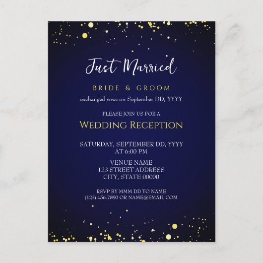 Magische Sternennacht Hochzeitsempfang geputzt Postkarte (Vorderseite)