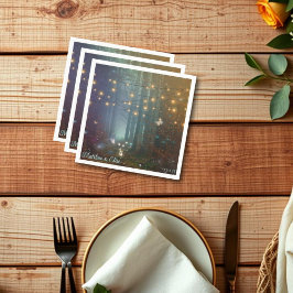 Magische Streichellichter verzauberte Waldhochzeit Serviette