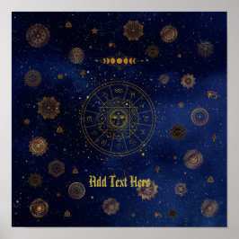 Magische Symbole des Schutzes Mandala Pagan Hexe Poster