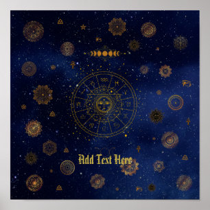 Magische Symbole des Schutzes Mandala Pagan Hexe Poster