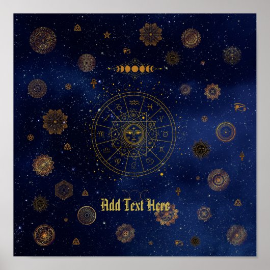 Magische Symbole des Schutzes Mandala Pagan Hexe Poster (Vorne)