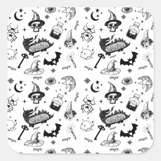 Magische Symbole Quadratischer Aufkleber (Vorderseite)
