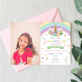 Magische Tag Einhorn und Regenbogen Geburtstagspar Einladung