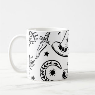Magische Tinte Zeichnend nahtloses Muster Kaffeetasse