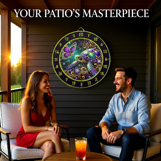 Magische Turtle Butterfly Rustikale Zimmerkunst Dartscheibe