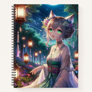 Magische Twilight Forest Anime Catgirl Work/School Notizblock