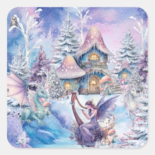 Magische und Whimsikale Weihnachtszucht Quadratischer Aufkleber (Vorderseite)