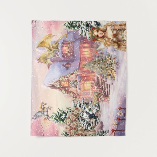 Magische und Whimsikale Weihnachtszucht Wandteppich (Vorderseite)