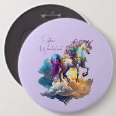 Magische Unicorn Fantasiewolken romantisieren Gebu Button (Vorne & Hinten)
