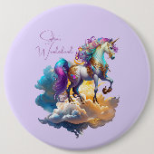 Magische Unicorn Fantasiewolken romantisieren Gebu Button (Vorderseite)