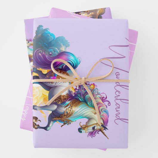 Magische Unicorn Fantasiewolken romantisieren Gebu Geschenkpapier Set (Beispiel)