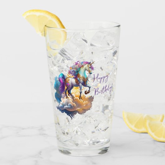 Magische Unicorn Fantasiewolken romantisieren Gebu Glas (Vorderseite Ice)