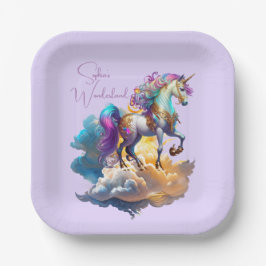 Magische Unicorn Fantasiewolken romantisieren Gebu Pappteller