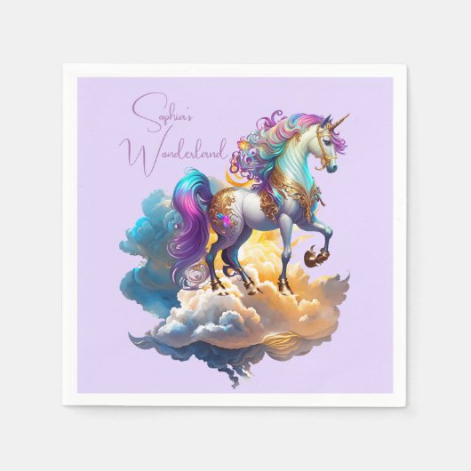 Magische Unicorn Fantasiewolken romantisieren Gebu Serviette (Vorderseite)
