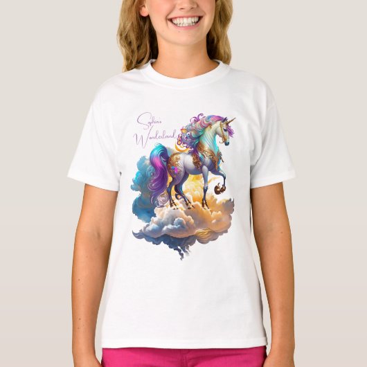 Magische Unicorn Fantasiewolken romantisieren Gebu T-Shirt (Vorderseite)