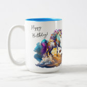 Magische Unicorn Fantasiewolken romantisieren Gebu Zweifarbige Tasse (Links)