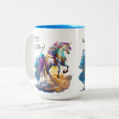 Magische Unicorn Fantasiewolken romantisieren Gebu Zweifarbige Tasse (Vorderseite Links)