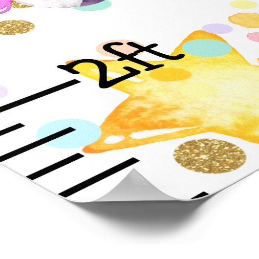 Magische Unicorn-Rainbow-Girl-Wachstumstabelle Poster (Ecke)
