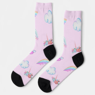 Magische Unicorn Regenbogengradientengeburtstag Socken