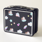 Magische Unicorn-Regenbogenmuster Metall Brotdose (Rückseite)