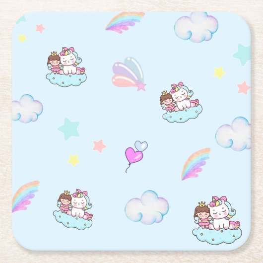 Magische Unicorn-Regenbogenmuster Rechteckiger Pappuntersetzer (Vorderseite)