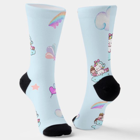 Magische Unicorn-Regenbogenmuster Socken (Gewinkelt)