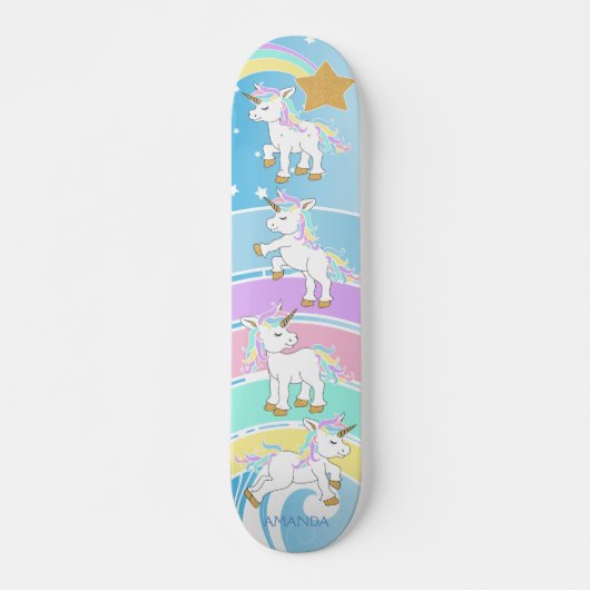 Magische Unicorns - Blau Skateboard (Vorne)