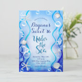 Magische unter dem Meer blauer Faden Süße 16 Gebur Einladung (Stehend Vorderseite)