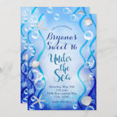 Magische unter dem Meer blauer Faden Süße 16 Gebur Einladung (Vorne/Hinten)