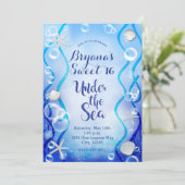 Magische unter dem Meer blauer Faden Süße 16 Gebur Einladung (Stehend Vorderseite)
