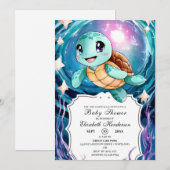 Magische Unterwasserschildkrötendusche Einladung (Vorne/Hinten)