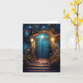 Magische verzauberte Forest Fantasy Antique Door Karte (Gelbe Blume)