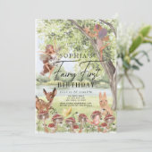 Magische verzauberte Wald Fairy Erster Geburtstag Einladung (Stehend Vorderseite)