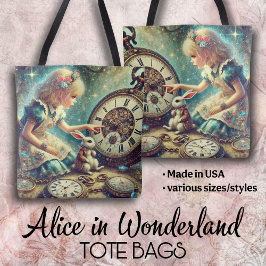 Magische Vintage-Uhren Alice und weißes Kaninchen Tasche