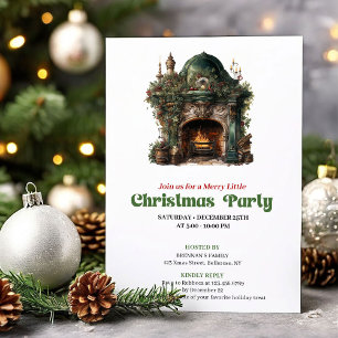 Magische vintage Weihnachts-Kaminparty-Einladung Einladung