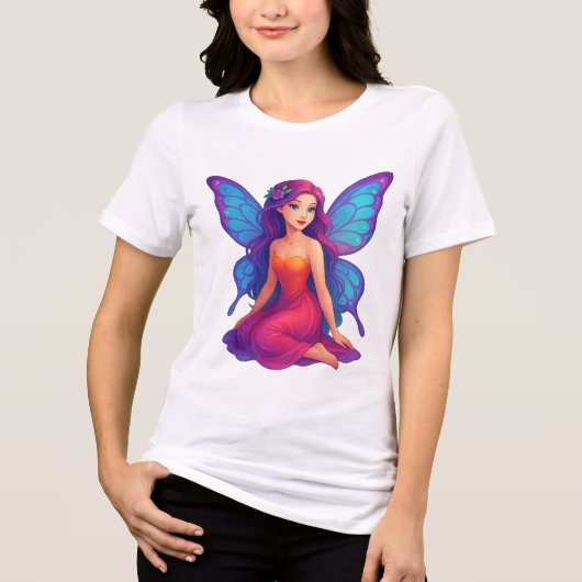 Magische violette Feen-Zauber-Schmetterlingsflügel Tri-Blend Shirt (Vorderseite)