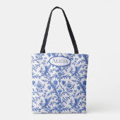 Magische Vögel Blauer Toile Tasche (Rückseite)