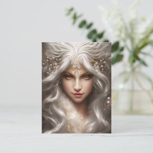 Magische Vollwand Weiße Roaring Lion Long Wavy Postkarte (Stehend Vorderseite)