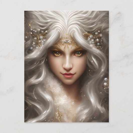 Magische Vollwand Weiße Roaring Lion Long Wavy Postkarte (Vorderseite)