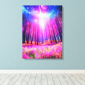 Magische Wald- und Raumleuchten Leinwanddruck (Insitu (Holzboden))