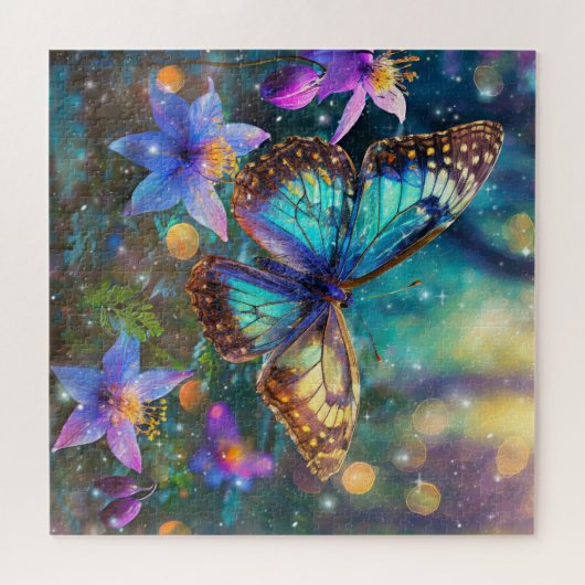 Magische Waldschmetterlinge und Blume Puzzle (Horizontal)