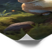 Magische Waldszene mit niedlichem Kaninchen Poster (Ecke)