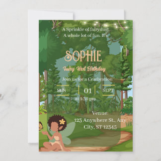 Magische Waldweide mit Schmetterling Einladung